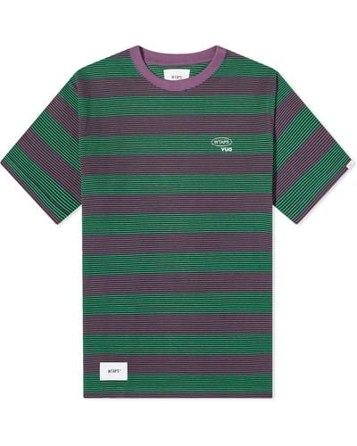 WTAPS 07 Striped Crew Neck T-Shirt - Green