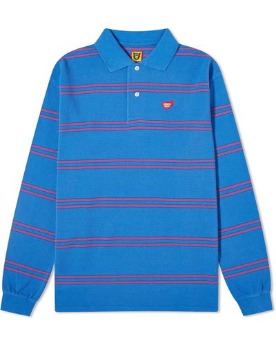 Human Made Long Sleeve Striped Polo Shirt - Blue