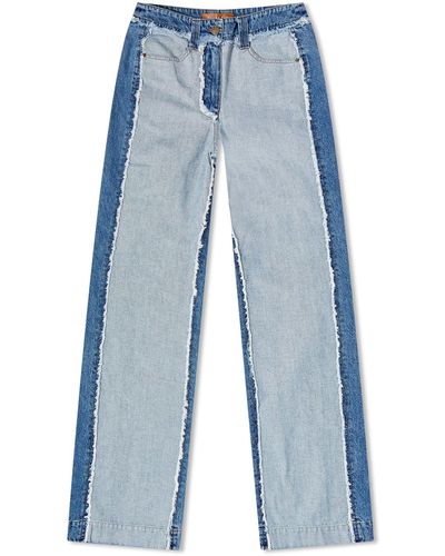 Rejina Pyo Cora Reverse Denim Wide Leg Jeans - Blue