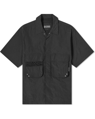 Uniform Bridge Mesh Pocket Short Sleeve Shirt - Black