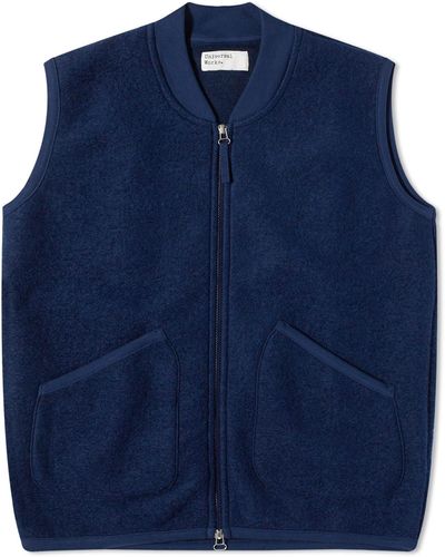 Universal Works Wool Fleece Zip Waistcoat - Blue
