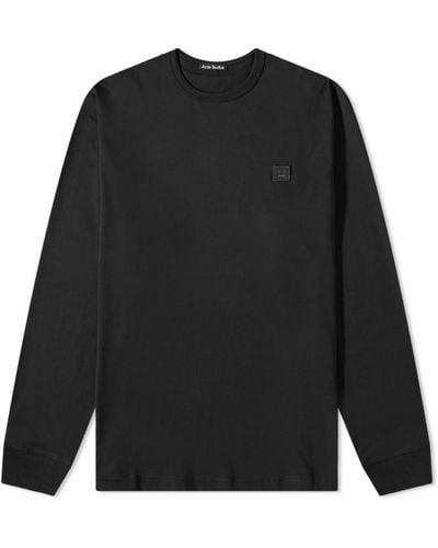 Acne Studios Long Sleeve Eisen Face T-Shirt - Black