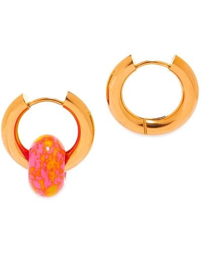 Timeless Pearly Marble Hoop Earrings - Pink