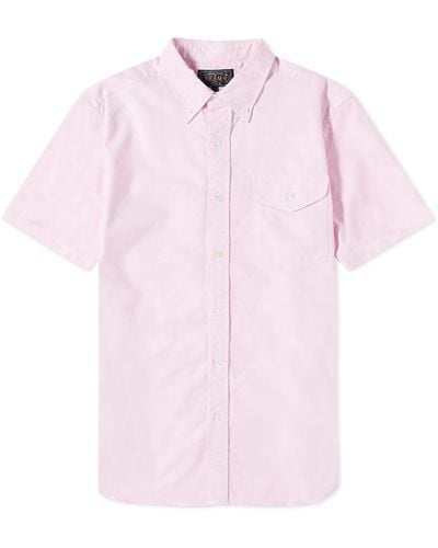 Beams Plus Bd Short Sleeve Oxford Shirt - Pink