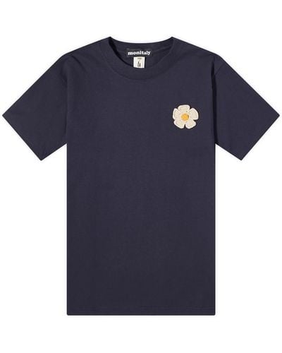 Monitaly Crochet Flower T-Shirt - Blue