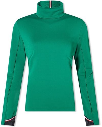 3 MONCLER GRENOBLE T-Neck Fitted Jersey Top - Green