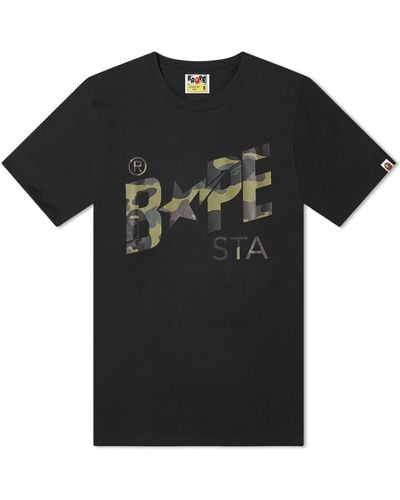 A Bathing Ape 1st Camo Bape Sta Logo T-shirt - Black