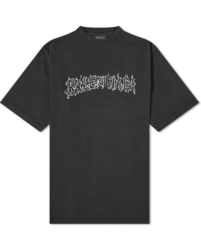 Balenciaga Metal Logo Oversized T-Shirt - Black