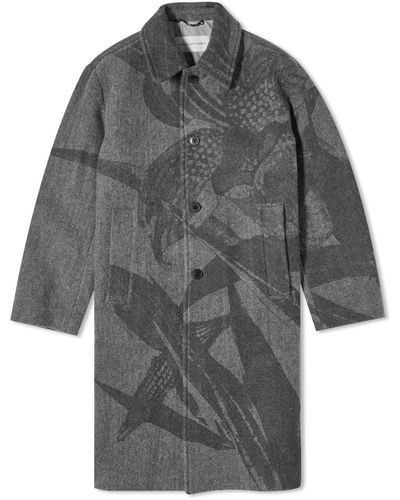 Dries Van Noten Rankle Pattern Wool Coat - Grey