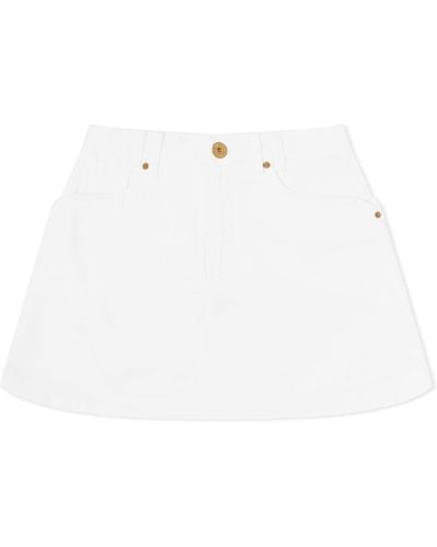 Balmain Western Denim Short Skirt - White
