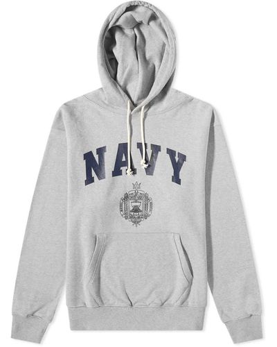 Uniform Bridge Vintage Us Navy Popover Hoodie - Gray