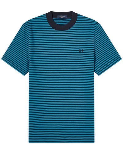Fred Perry Fine Stripe Heavyweight T-Shirt - Blue