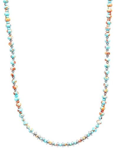 Mikia Marble Beaded Necklace - Metallic