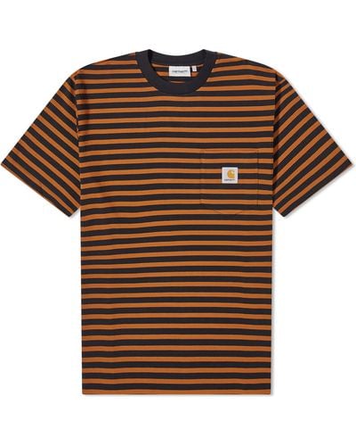 Carhartt Seidler Stripe Pocket T-shirt - Brown
