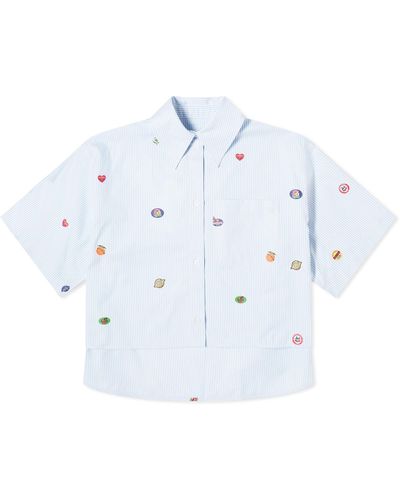 KENZO Kenzo Fruit Stickers Cropped Shirt - Blue
