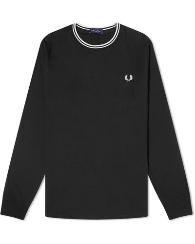 Fred Perry Long Sleeve Twin Tipped T-shirt - Black