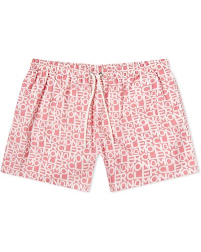 Moncler All Over Logo Shorts - Red