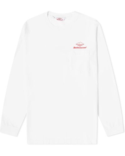 Battenwear Long Sleeve Team Pocket T-Shirt - White