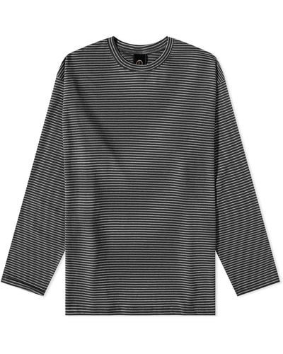 FRIZMWORKS Long Sleeve Oversized Stripe T-Shirt - Grey