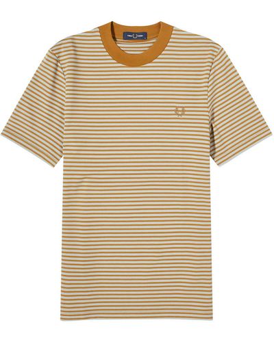 Fred Perry Fine Stripe Heavyweight T-Shirt - Natural