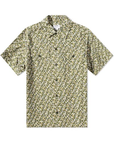 A.P.C. X Liberty Chris Short Sleeve Shirt - Green