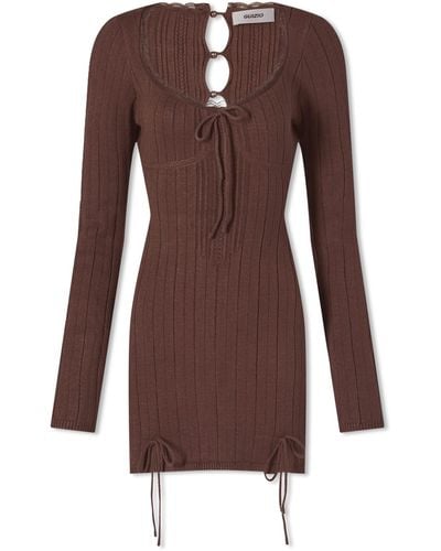 Danielle Guizio Dainty Long Sleeve Knit Dress - Brown