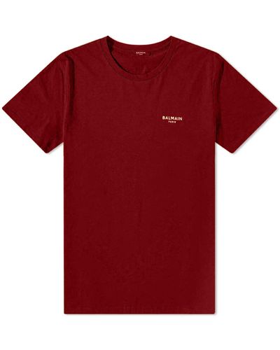 Balmain Flock Small Logo T-Shirt - Red