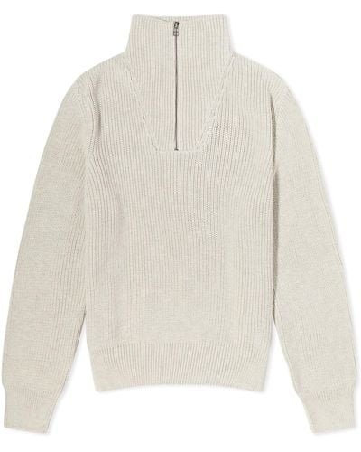 A.P.C. Alexane Half Zip Knit Sweater - White
