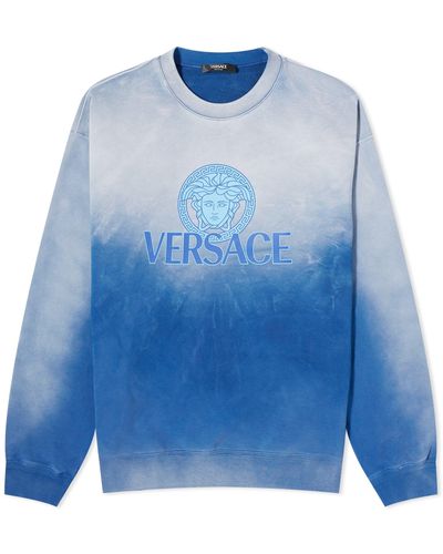 Versace Overdye Medusa Print Crew Sweat - Blue