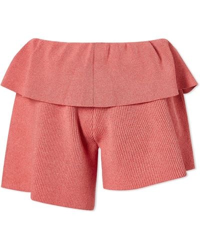JW Anderson Fold Over Asymmetric Shorts - Red