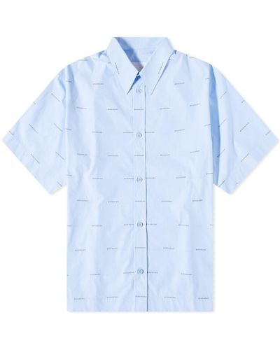 Givenchy Repeat Logo Short Sleeve Shirt - Blue