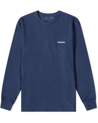 Patagonia Long Sleeve P-6 Logo Responsibili-Tee Tidepool - Blue