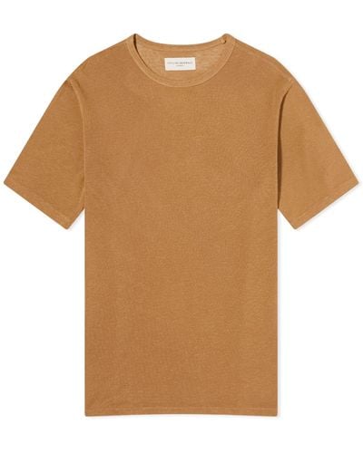 Officine Generale Officine Générale Pigment Dyed Linen T-Shirt - Brown