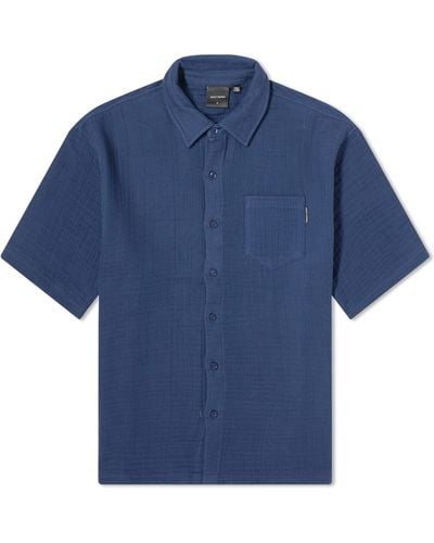 Daily Paper Enzi Seersucker Short Sleeve Shirt - Blue
