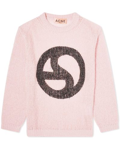 Acne Studios Kitaly Logogram Open Knit Sweater - Pink