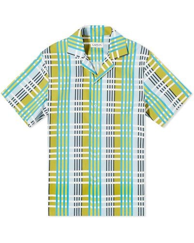 Lanvin Short Sleeve Check Vacation Shirt - Blue
