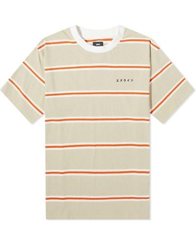 Edwin Quarter Stripe T-Shirt - Natural