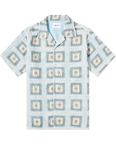 NN07 Julio Crochet Vacation Shirt - Blue