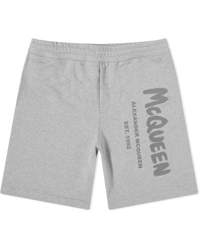 Alexander McQueen Graffiti Logo Sweat Short - Gray