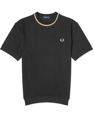 Fred Perry Crew Neck Pique T-shirt - Black