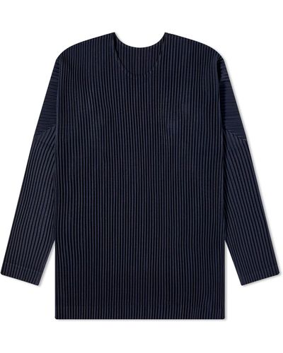 Homme Plissé Issey Miyake Pleated Long Sleeve T-Shirt - Blue
