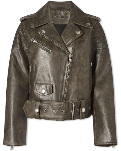 Stand Studio Icon Leather Jacket - Green