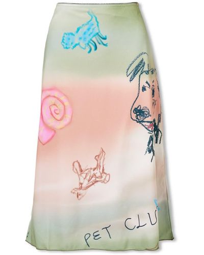 TheOpen Product Pet Drawing Midi Skirt - Multicolor