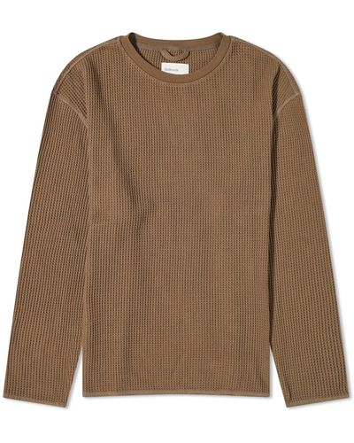 Satta Waffle Long Sleeve T-shirt - Brown