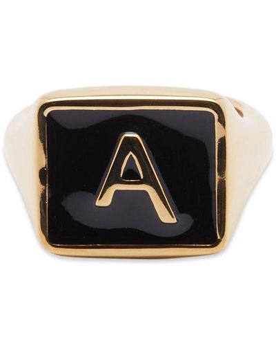 A.P.C. A Plaque Signet Ring - Black