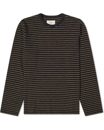 Folk Long Sleeve Striped T-Shirt - Black