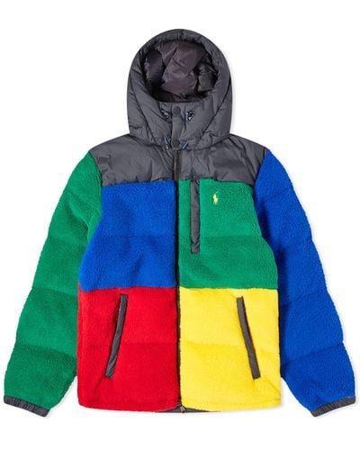 Polo Ralph Lauren Color Block Fleece Puffer Jacket - Green