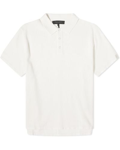 Rag & Bone Harvey Knit Polo Shirt - White