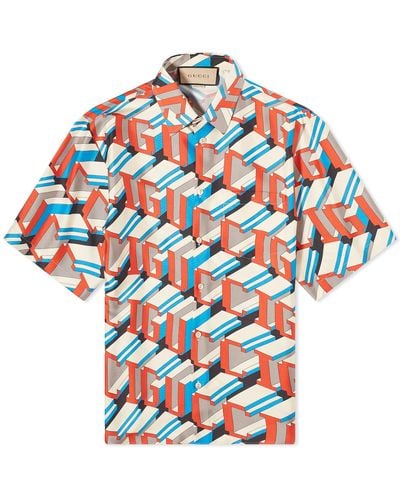 Gucci Pixel Logo Short Sleeve Shirt - Blue