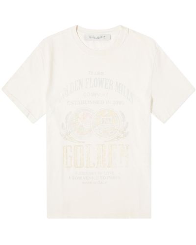 Golden Goose Gauze Flower Mills Print T-Shirt - White